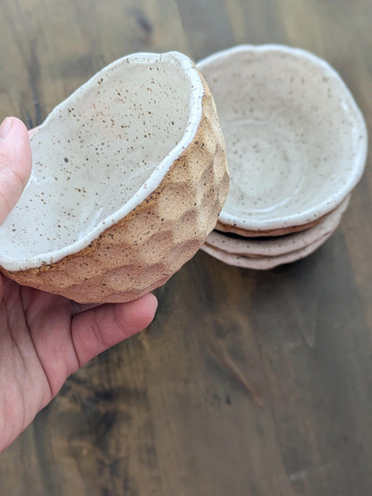 Ceramic Stackable Bowl for Snacks or Sauces Textured Handcrafted Kitchen Accessories Rustic Farmhouse Minimal White Speckled Modern Design