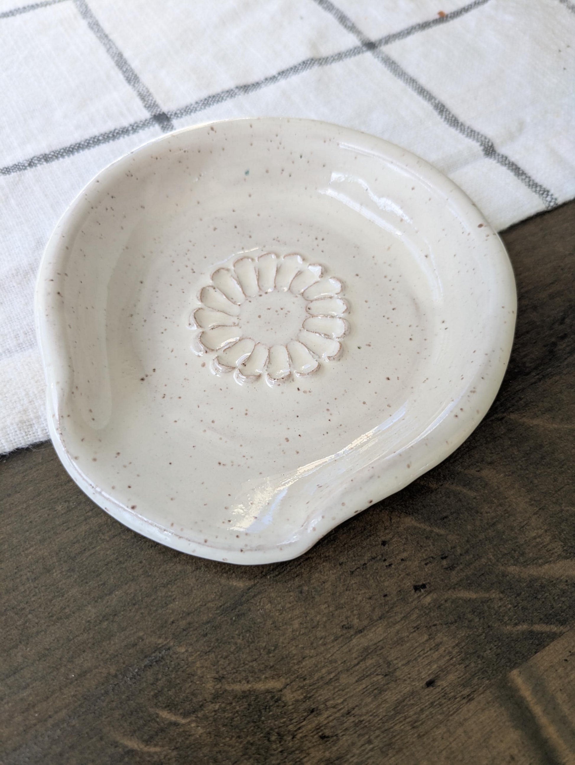 Ceramic Spoon Rest Garlic Grater Handcrafted Modern Minimal Kitchen Accessories Vintage Farmhouse