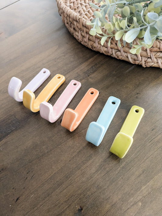 Ceramic Colorful Vibrant Wall Hanging Hook Waterproof for Nursery, Kids Room, Dorm, Entryway, Living Room Home Decor, Key Hooks