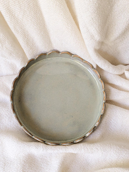Ceramic Plate with Scalloped Edges Modern Design Opal Sage Handcrafted Dinnerware and Home Decor Modern Dinning Collection
