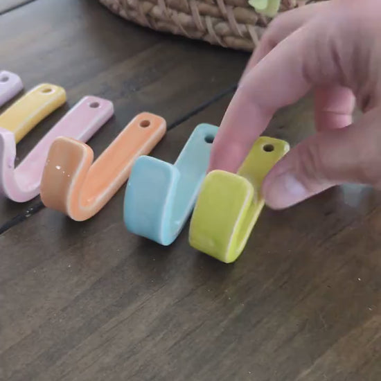 Ceramic Colorful Vibrant Wall Hanging Hook Waterproof for Nursery, Kids Room, Dorm, Entryway, Living Room Home Decor, Key Hooks