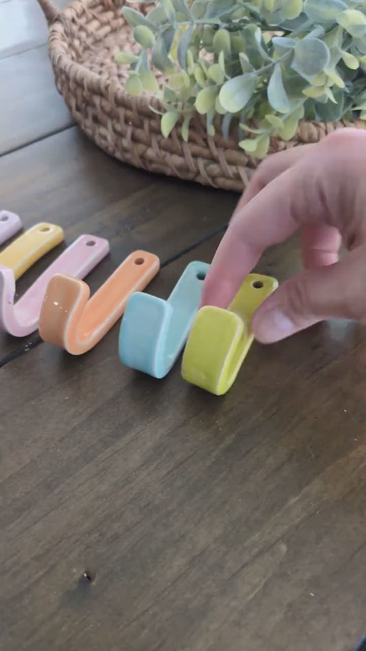 Ceramic Colorful Vibrant Wall Hanging Hook Waterproof for Nursery, Kids Room, Dorm, Entryway, Living Room Home Decor, Key Hooks