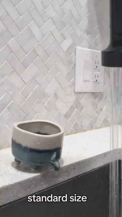 Ceramic Sponge Holder with Drain for Kitchen and Bathroom Sink