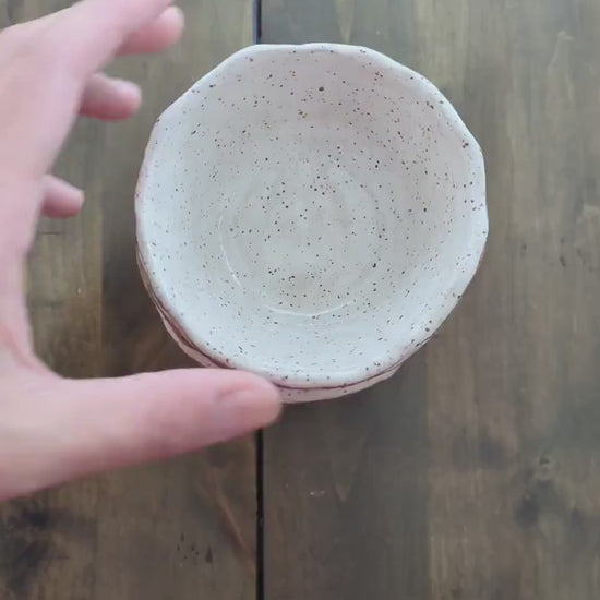 Ceramic Stackable Bowl for Snacks or Sauces Textured Handcrafted Kitchen Accessories Rustic Farmhouse Minimal White Speckled Modern Design