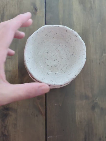 Ceramic Stackable Bowl for Snacks or Sauces Textured Handcrafted Kitchen Accessories Rustic Farmhouse Minimal White Speckled Modern Design