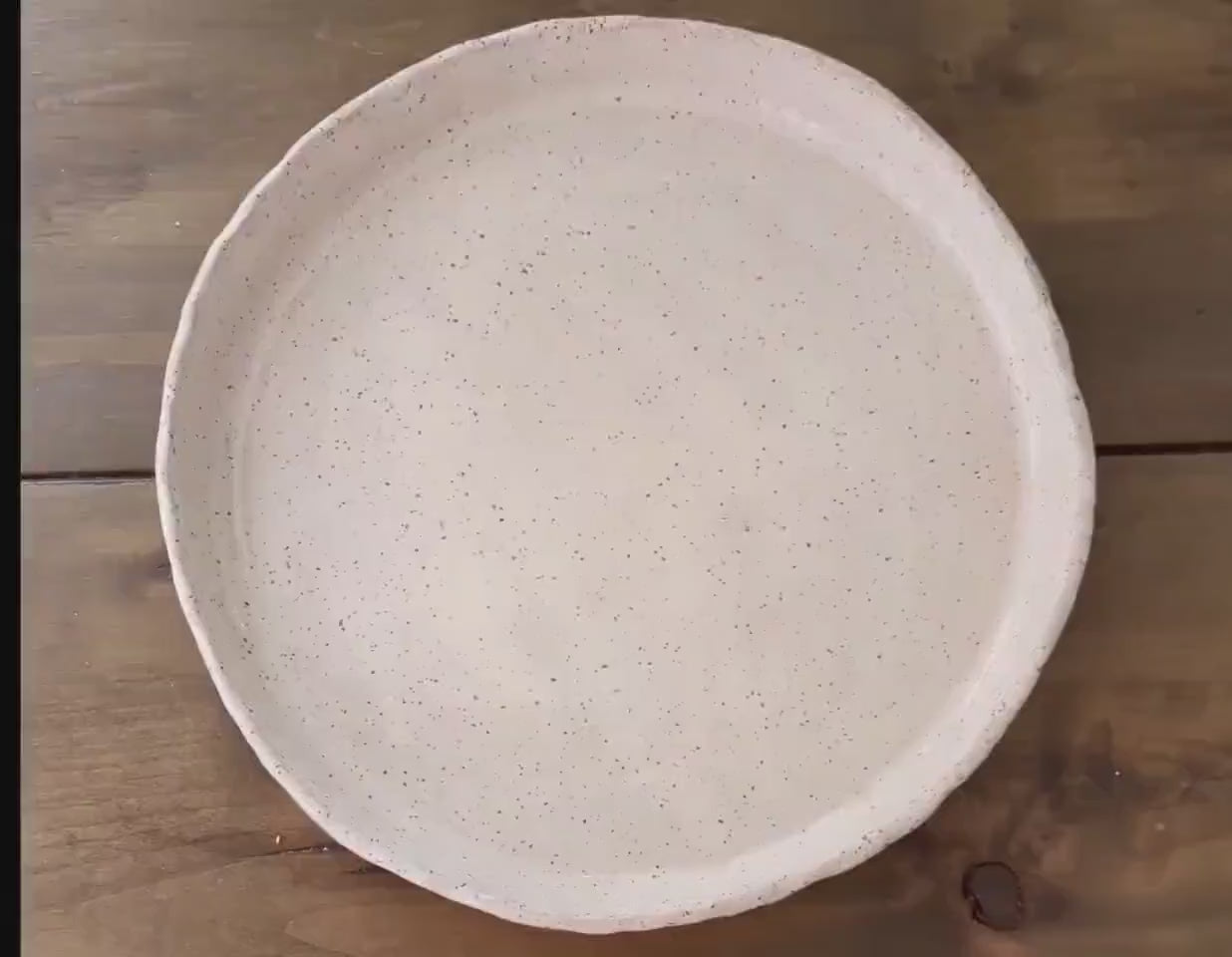 Ceramic Plates Nesting for Kitchen and Dining Handcrafted Tan White Speckled Rustic Textured Minimal Modern Farmhouse