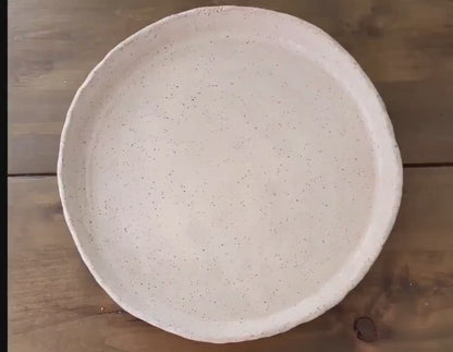 Ceramic Plates Nesting for Kitchen and Dining Handcrafted Tan White Speckled Rustic Textured Minimal Modern Farmhouse