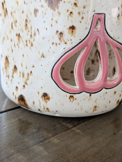 2-in-1 Garlic Keeper + Grater  - White Speckles